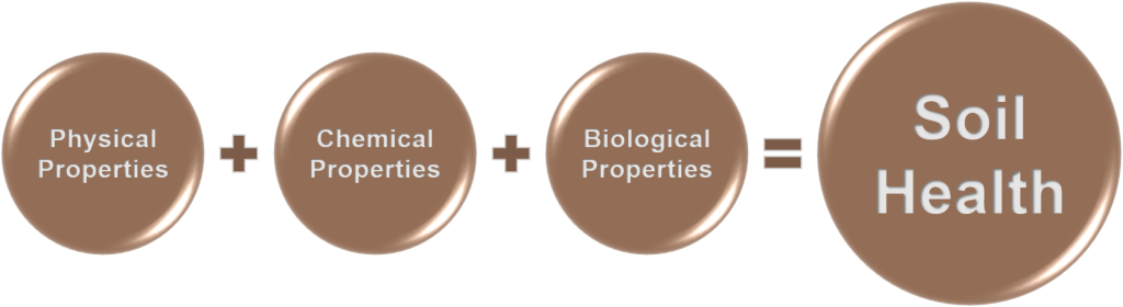 physical properties plus chemical properties plus biological properties equal soil health