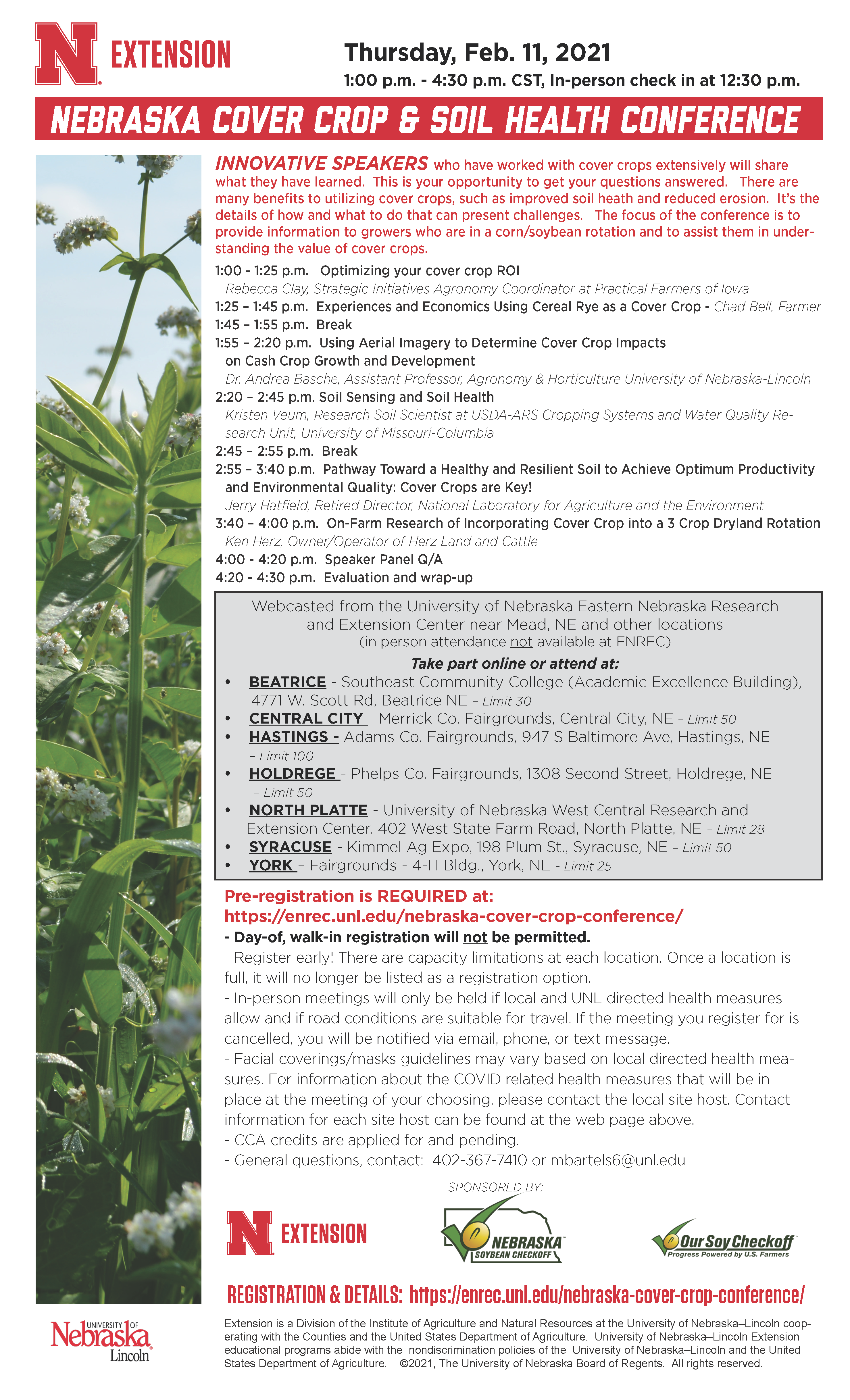 flyer for 2021 Nebraska cover crop and soil health conference